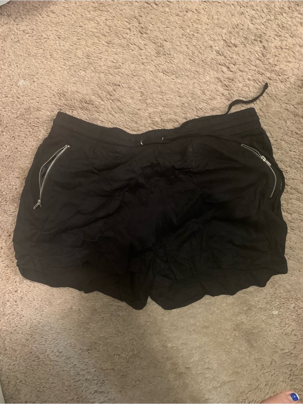 Forever 21 Black Athletic Drawstring Shorts with Zip Pockets